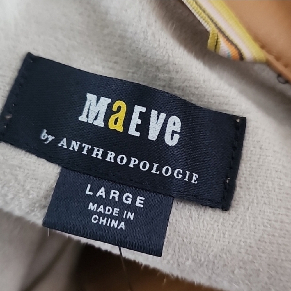 Anthropologie Maeve Faux Leather Shacket Camel Tan Button Front Jacket NWT Large - Picture 15 of 16